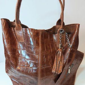 Brand New "Snake Skin" Print Real Patent Leather Bag made in Italy